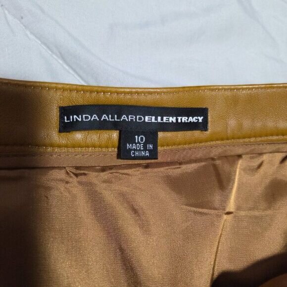 EUC LIKE NEW ELLEN TRACY LINDA ALLARD TAN GENUINE LEATHER PENCIL SKIRT SIZE 10 - Picture 13 of 16